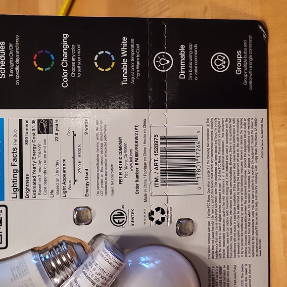 Smart Bulbs Control Your Lights From Anywhere 2 Pack 60W Control W App LED Feit - Picture 7 of 8